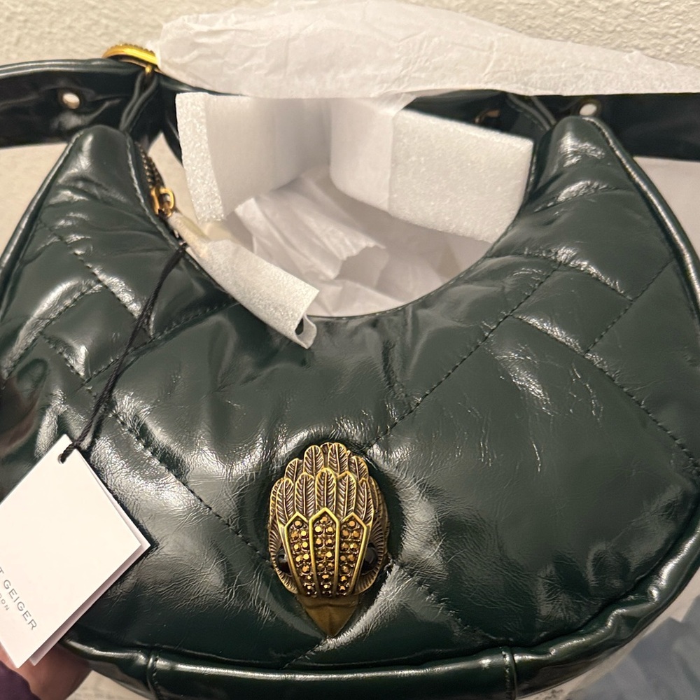 New Kurt Gieger Elegant Green Quilted leather Women's shoulder Bag new W tag